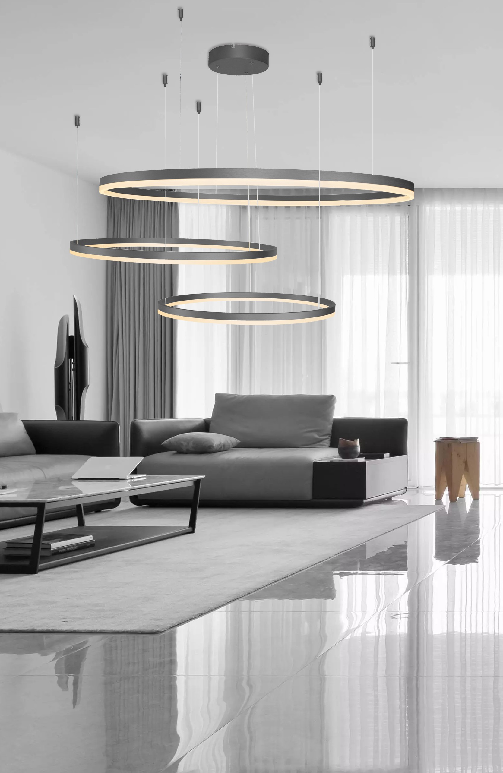 AZ4707 — HALO PENDANT 100+80+60 BK — B2B by AZzardo Lighting